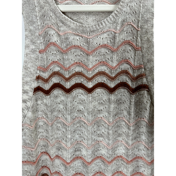 Splendid Sleeveless Linen Blend Open Knit Bohemian Quiet Luxury Coastal Tunic M - Picture 2 of 7